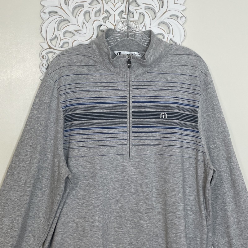 TRAVIS MATTHEW size LARGE Pullover Long Sleeve 1/2 Zip River Run CC Golf GRAY gallery