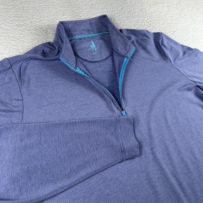 Johnnie-O Performance Pullover Mens 2XL Blue Vaughn 1/4 Zip Golf Shirt Striped gallery