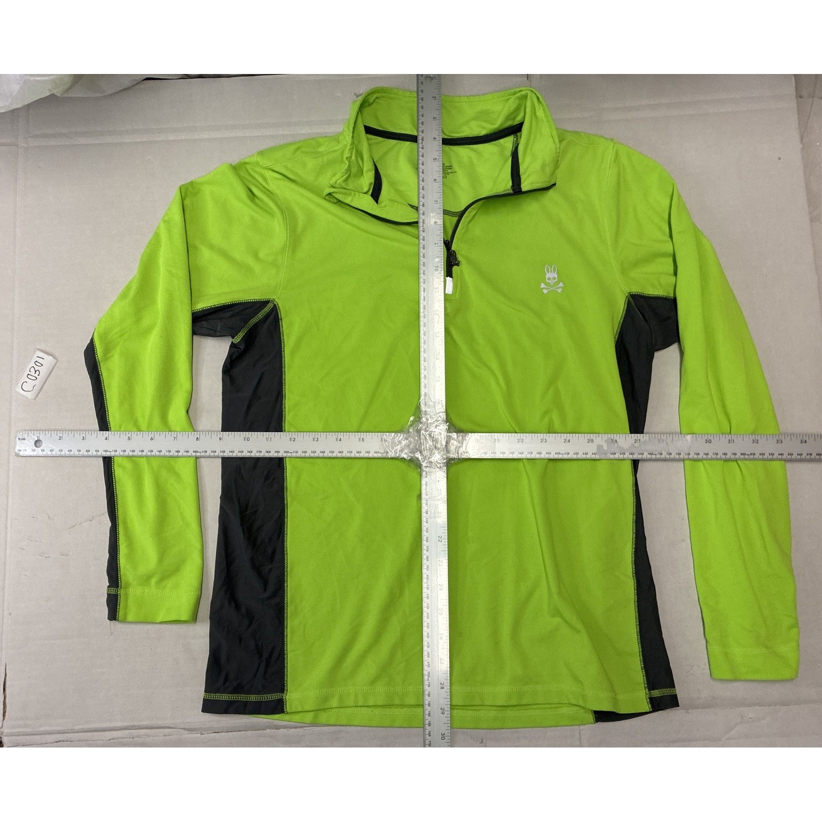 Psycho Bunny Mens Lime Green Quarter Zip Pullover Long Sleeve Shirt gallery