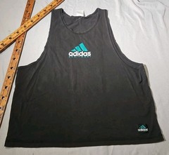 Vintage Adidas Shirt XXL 2XL Black Center Logo Muscle Tank Top 80s Active Beach