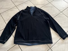 johnnie-O Reversible Men’s XL Navy Baby Blue 1/4 Ribbed Zip Knit Pullover Cotton