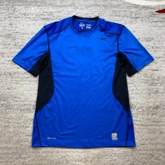 Nike Pro Combat Shirt Medium Blue Black Performance Swoosh Drifit Prep Hiker Men