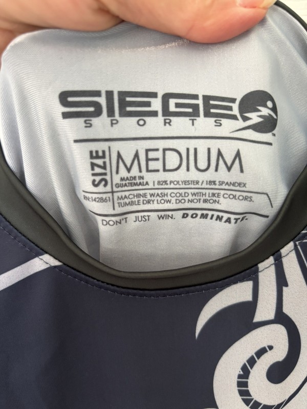 Siege Sports Mens Navy w/Gray Long-Sleeve Rash Guard Shirt Size M gallery