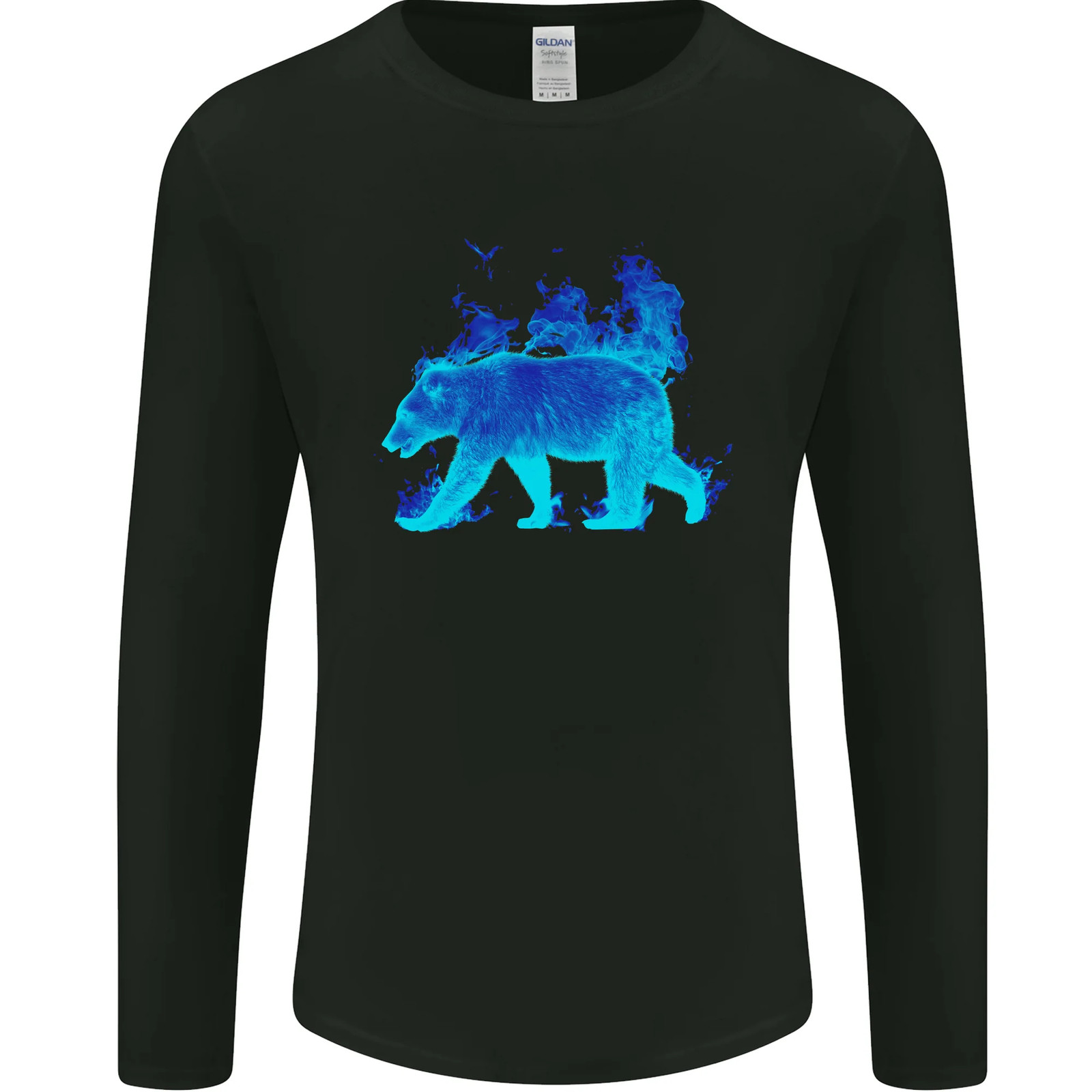 A Blue Flame Grizzly Bear Mens Long Sleeve T-Shirt gallery