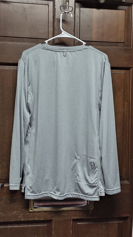 REEBOK Men's Long Sleeve Silver Gray V-Neck Athletic Fitness Shirt Size S EUC gallery