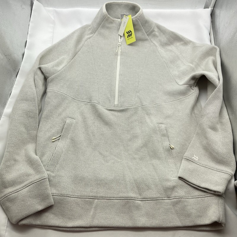 S Mens All In Motion Cream Ivory Off White Half Zip Pullover Top SMALL NWT gallery