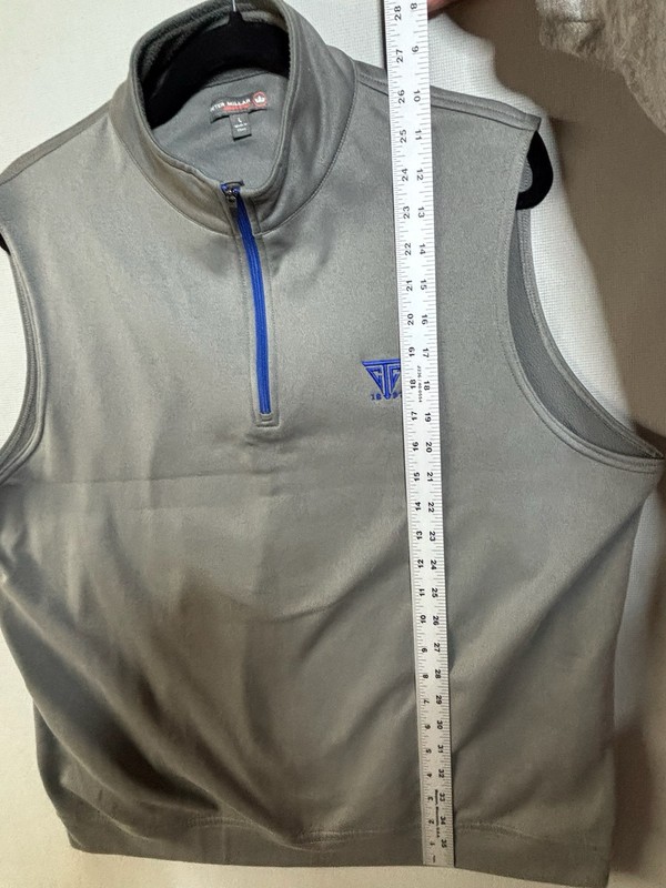 Peter Millar Vest Mens L Wicking Solid Gray Performance Quarter Zip Golf Logo gallery