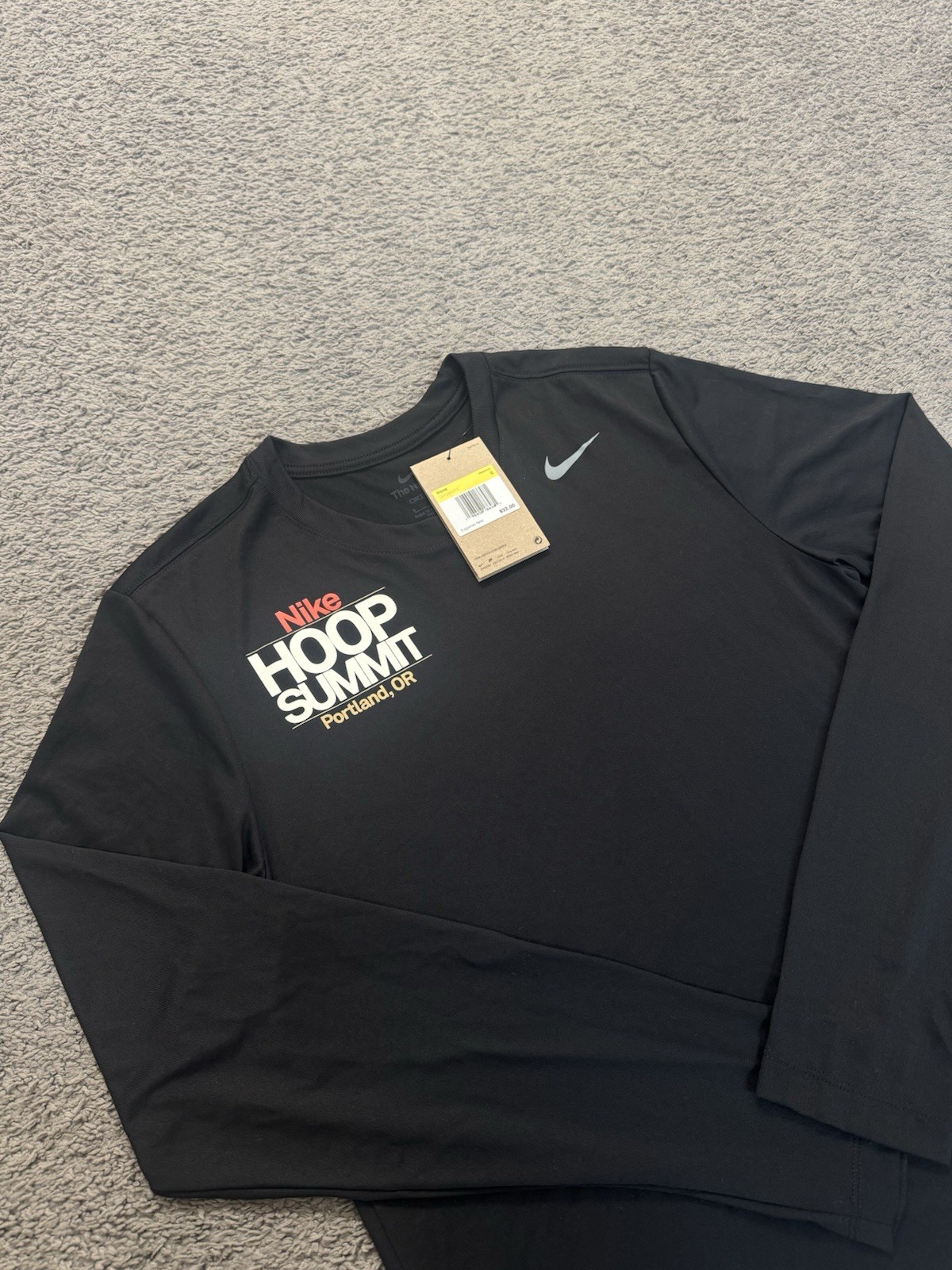 Nike Hoop Summit Rare Black Tee Mens Adult's Long Sleeve Size Small NWT gallery