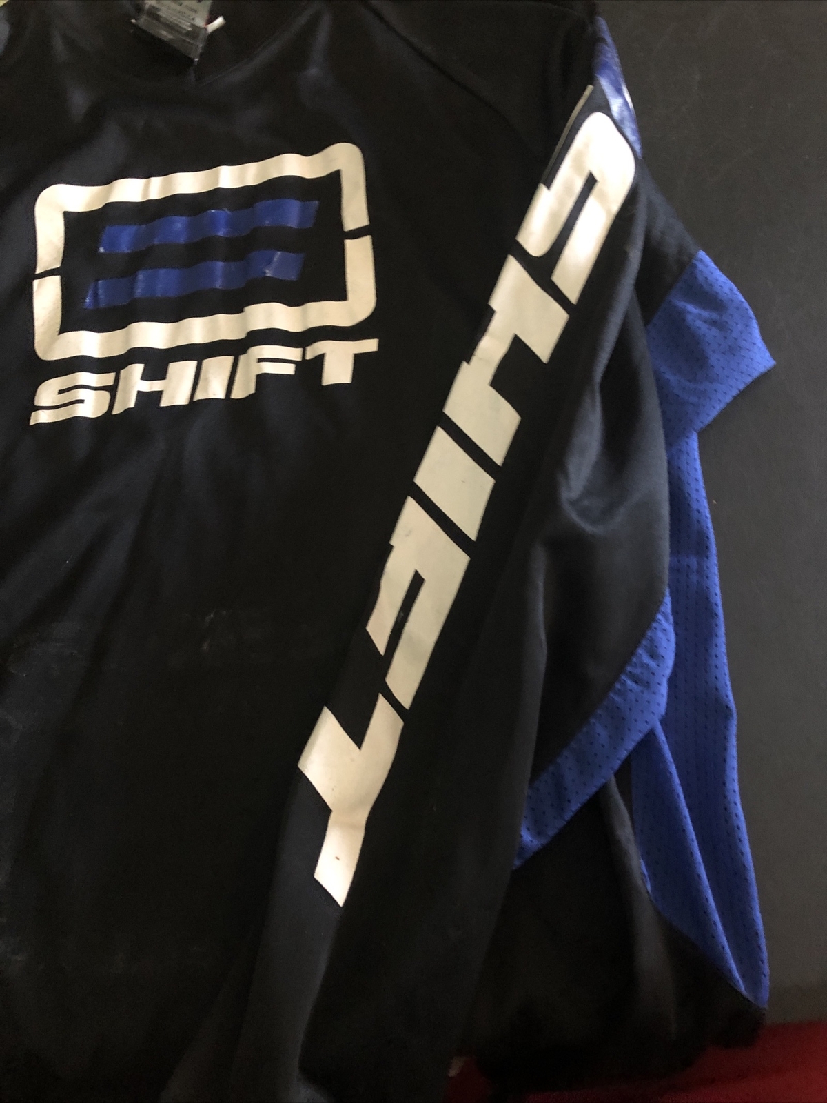 Black Label Shift Shirt Mens Xl Black Blue MX Jersey Polyester Motocross Bin11 gallery
