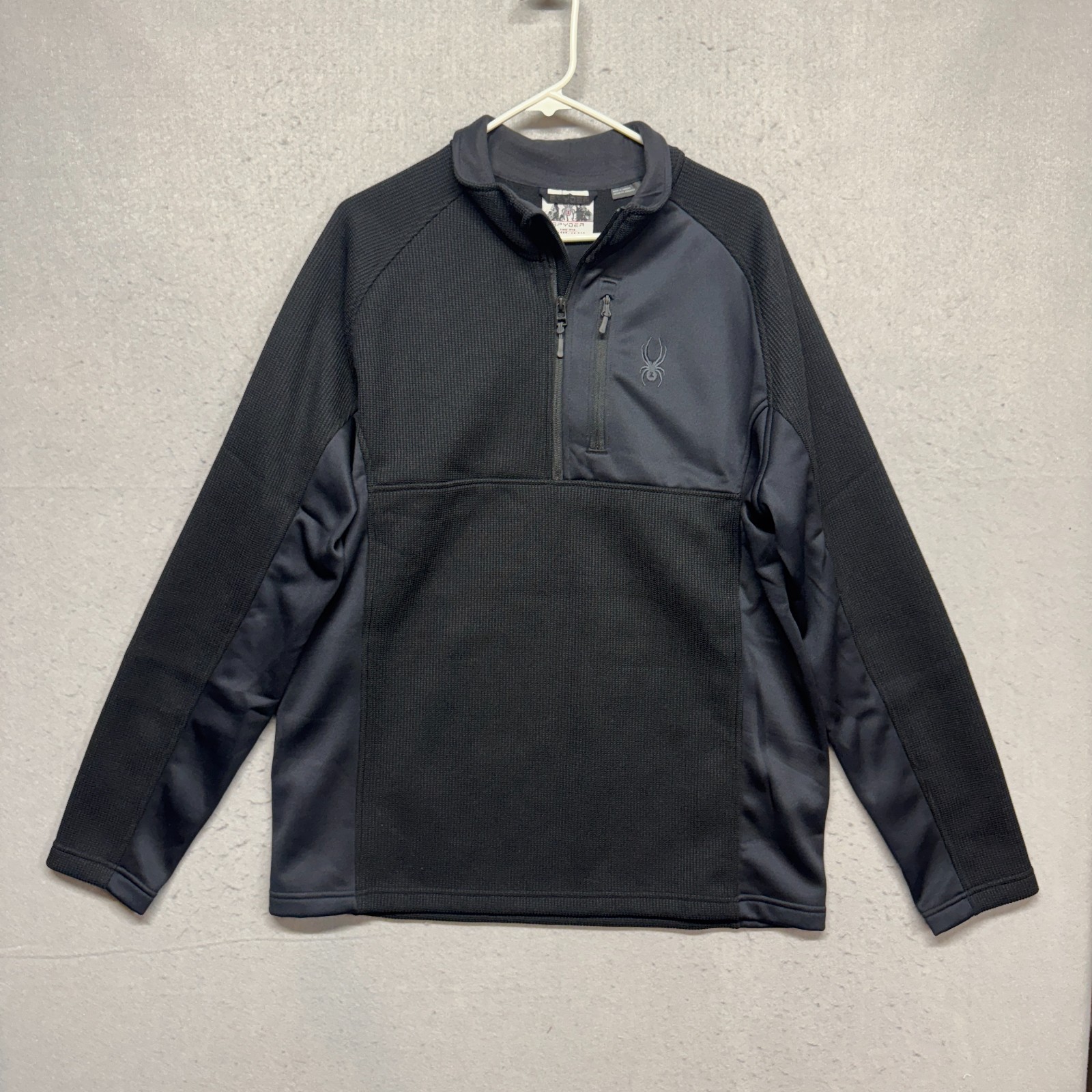 Spyder Pullover Mens XL Black Gray Half Zip Fleece Waffle Knit Ski 229517 gallery