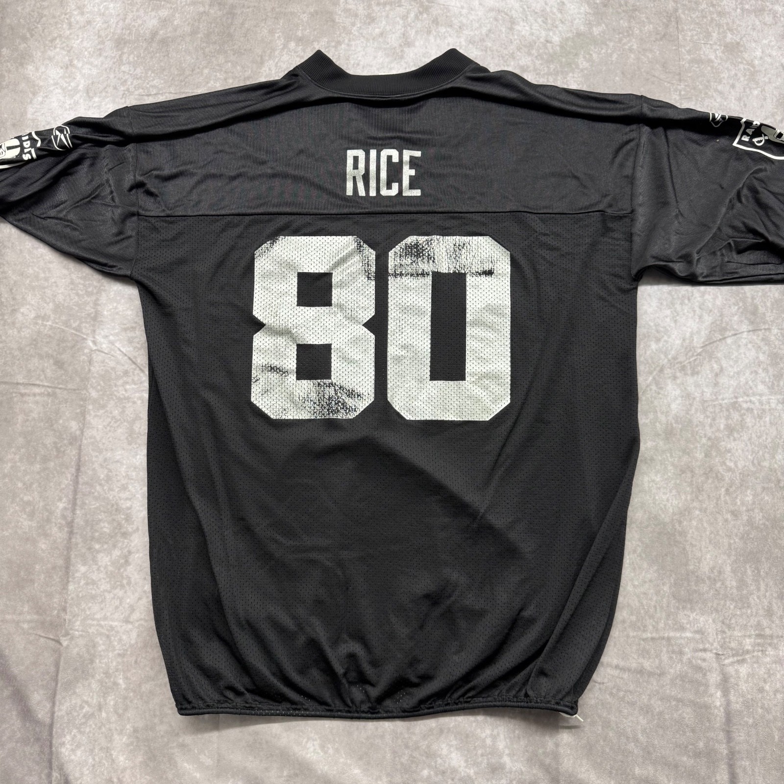 Vintage Reebok NFL Oakland Raiders Jerry Rice 80 Jersey Black Mesh Size XL gallery