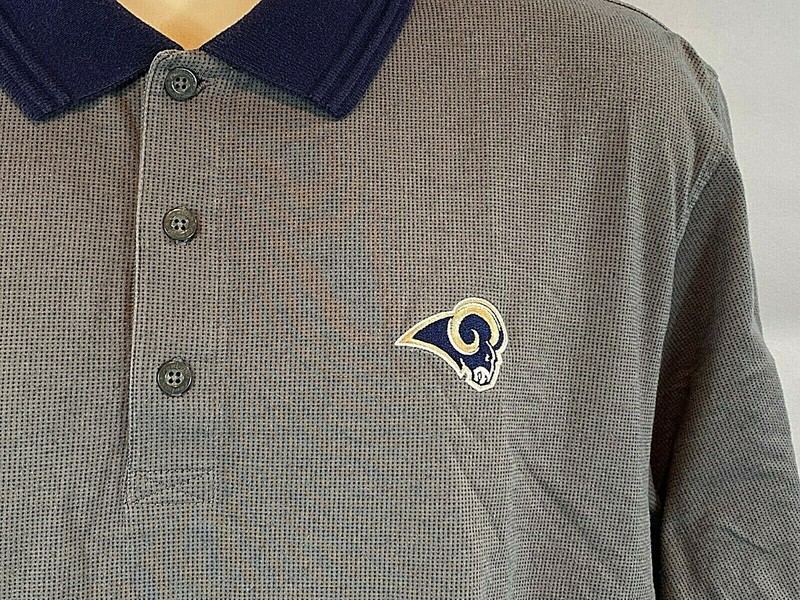 NFL LA Rams Reebok Men's 3 Button Polo Shirt, Gray/Navy Embroidered Logo Size: L gallery