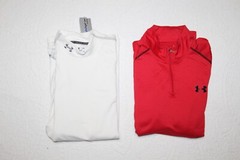 Lot of 2 Under Armour Mens Large LS shirts 1/4 Zip Mock Neck Compression Shirt