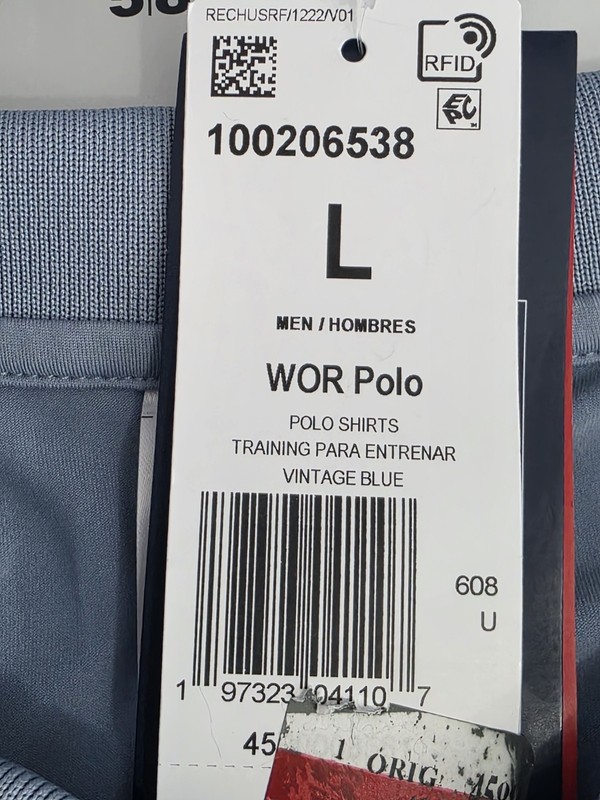 NWT Reebok Short Sleeve Performance Training Polo Shirt Men L Vntg Blue Pullover gallery