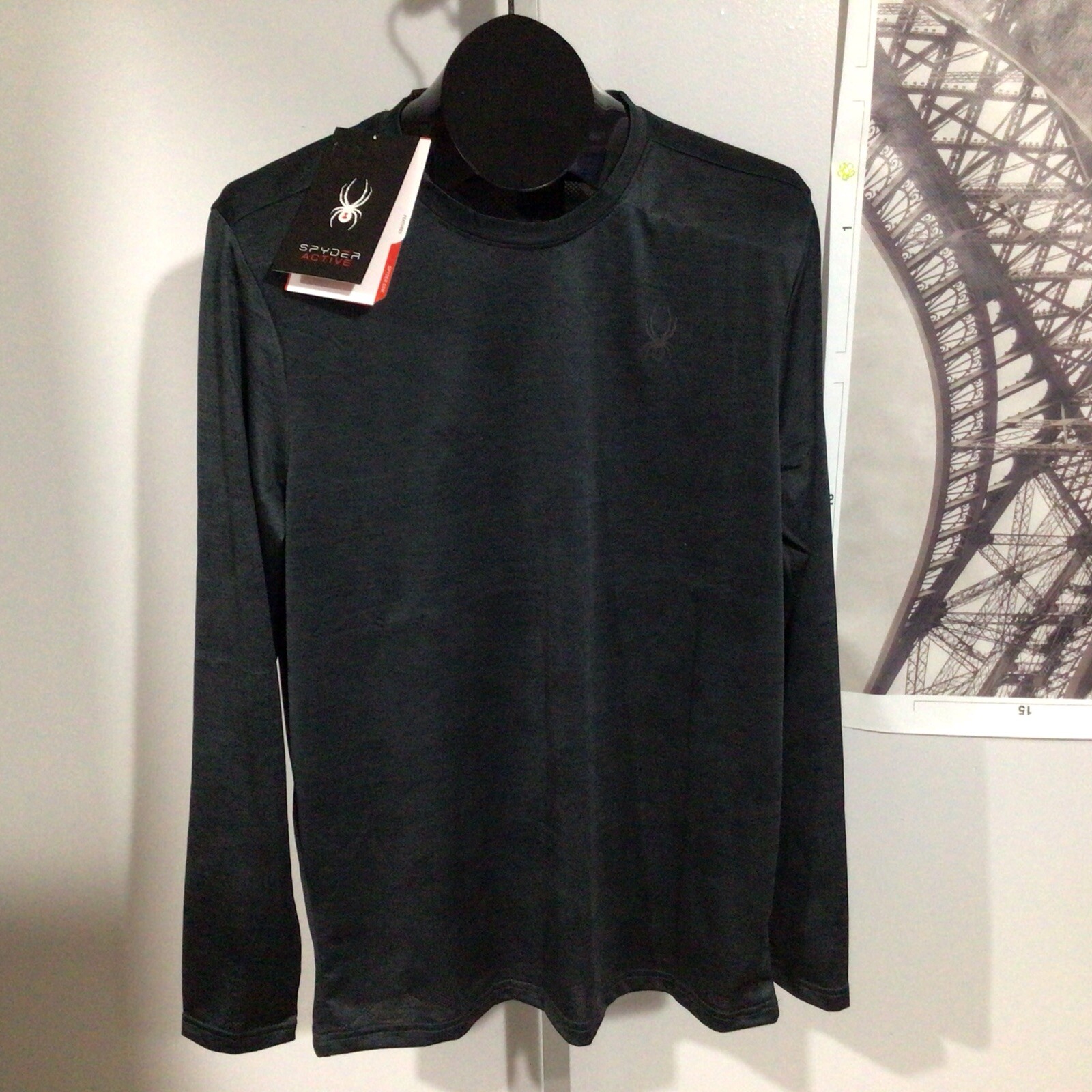 Spyder Active Breathable Quick Dry Stretch Long Sleeve Shirt Mens S-M Gray Black gallery