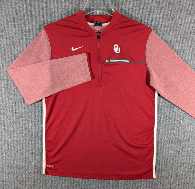 Nike Oklahoma Sooners Pullover Mens Large Long Sleeve Quarter Zip Blade Collar gallery