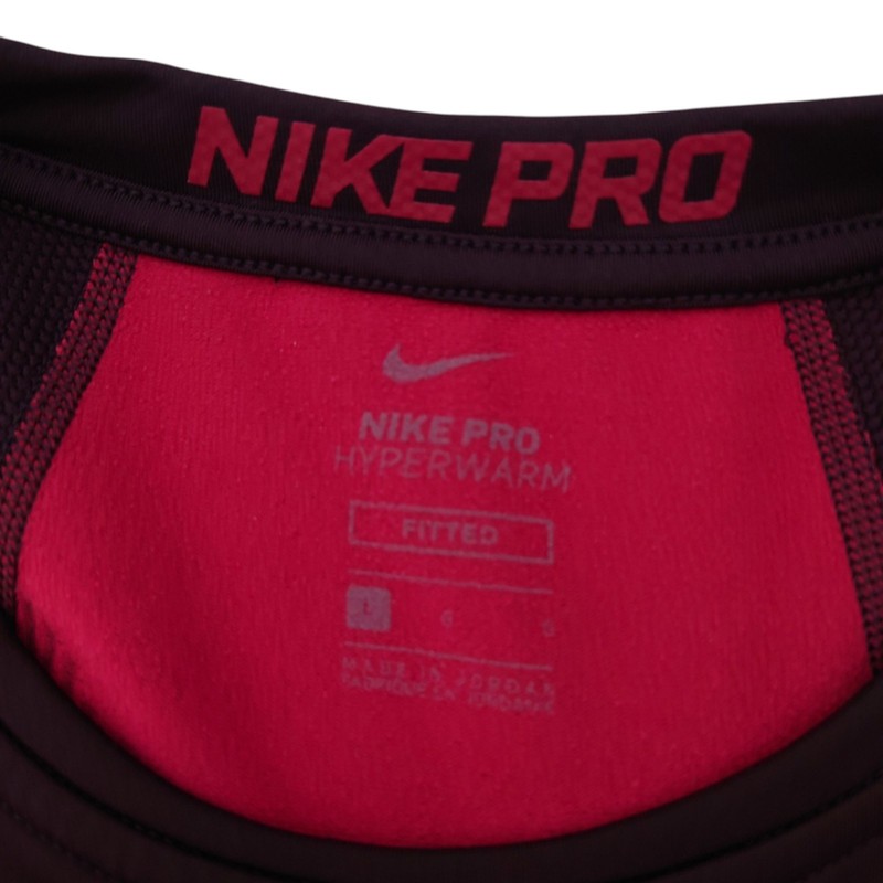 Nike Pro Hyperwarm Training Shirt Mens L Long Sleeve Plum Fitted gallery