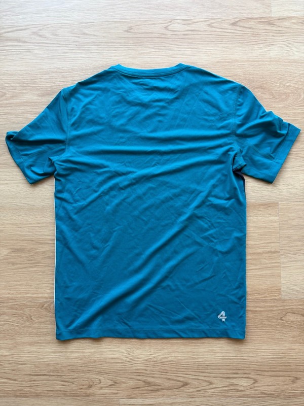 Fourlaps Smash Tee Color Block Teal Navy S turquoise stripe performance tshirt gallery
