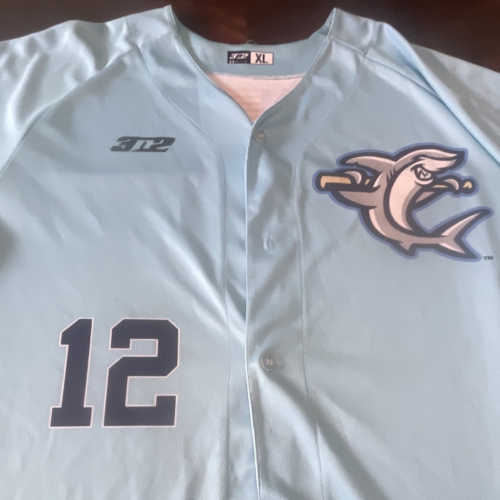 Wilmington Sharks XL Game Worn Baseball Jersey #12 Great Condition Button Front gallery