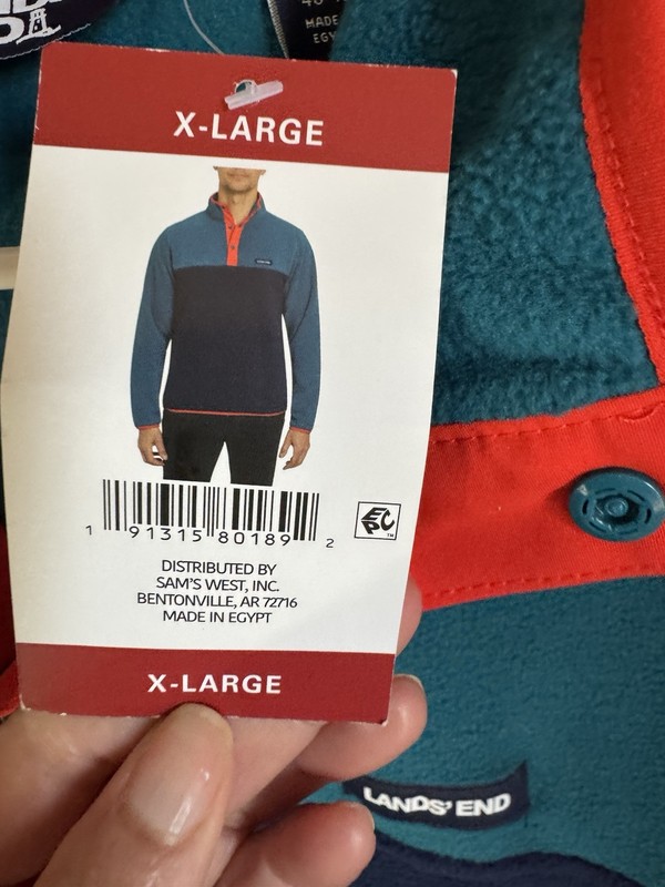 Men’s Lands' End Fleece 1/4 Snap Pullover Sweatshirt Size XL gallery
