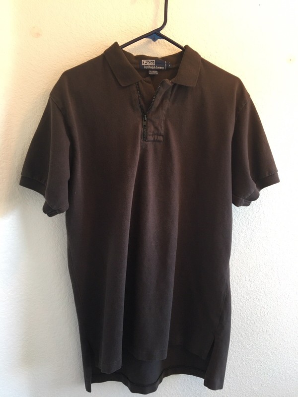 VTG. Polo Ralph Lauren Shirt L Brownish Faded 1/4 Zip Short Sleeve Spellout Rare gallery