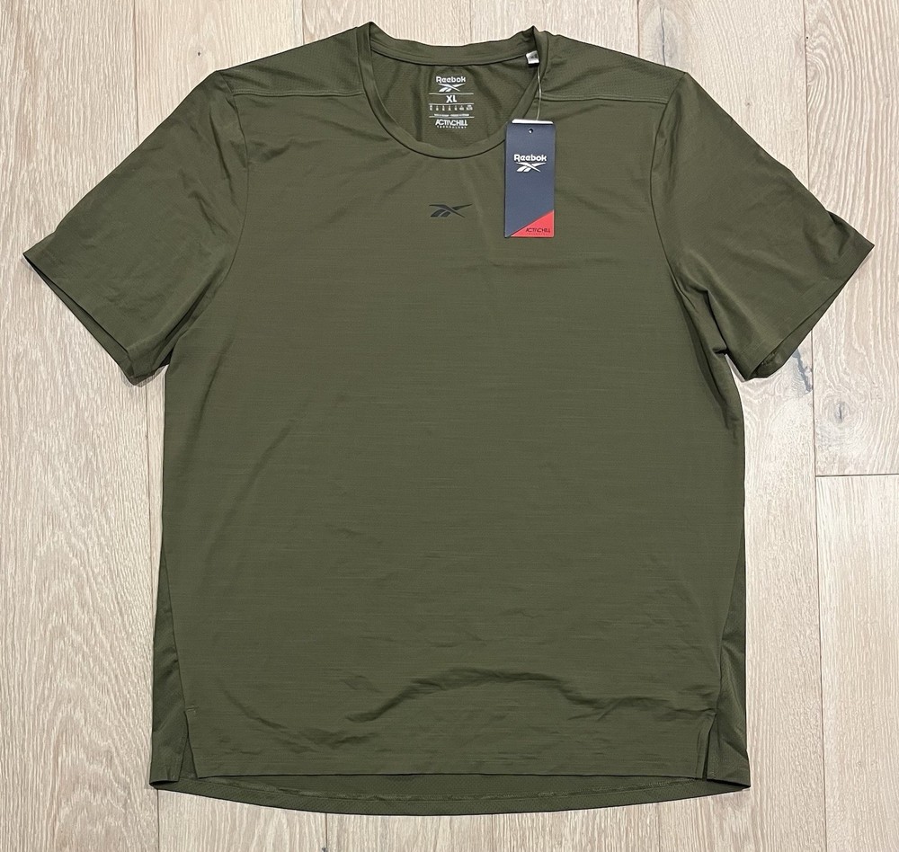 Reebok Men's Activchill Short Sleeve Training T-Shirt, Size XL, Army Green, NWT