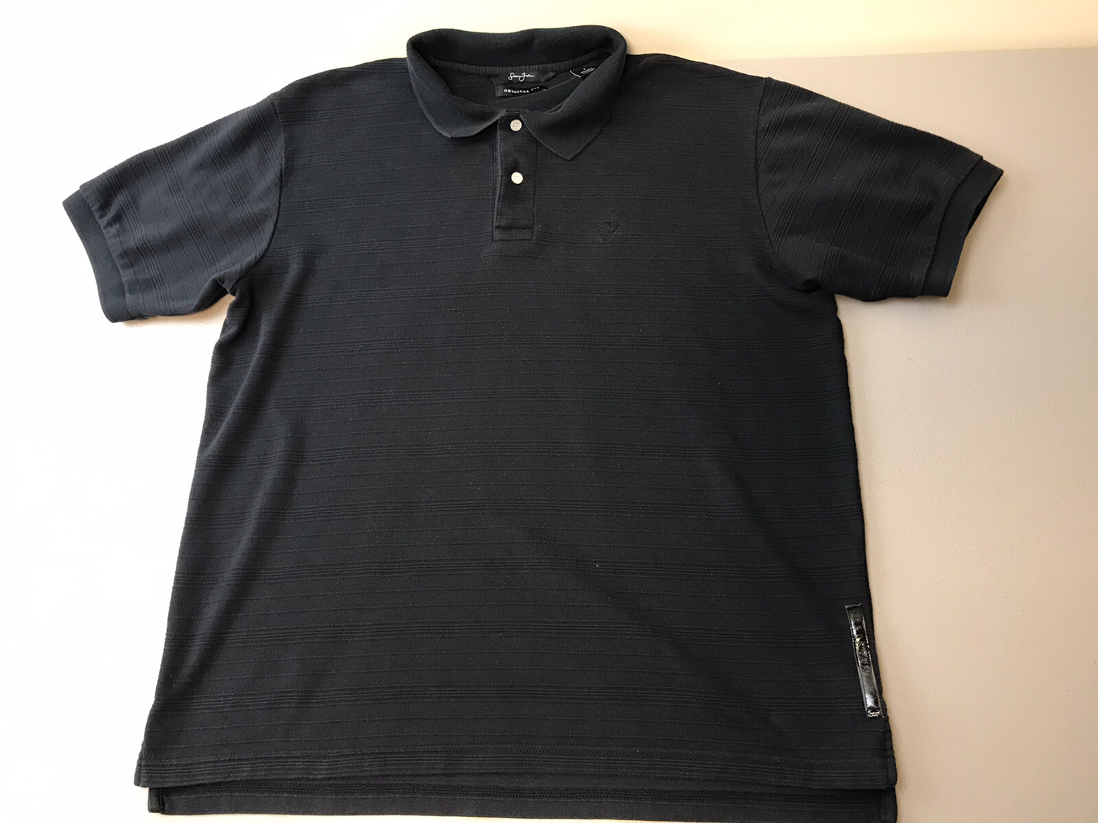 Men’s Sean John Original Fit Cotton Ribbed Polo Style Shirt Top Dark Blue Size L gallery