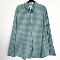 LL Bean Shirt Men’s XL Green Plaid Button Up Performance Outdoor Fishing Hiking