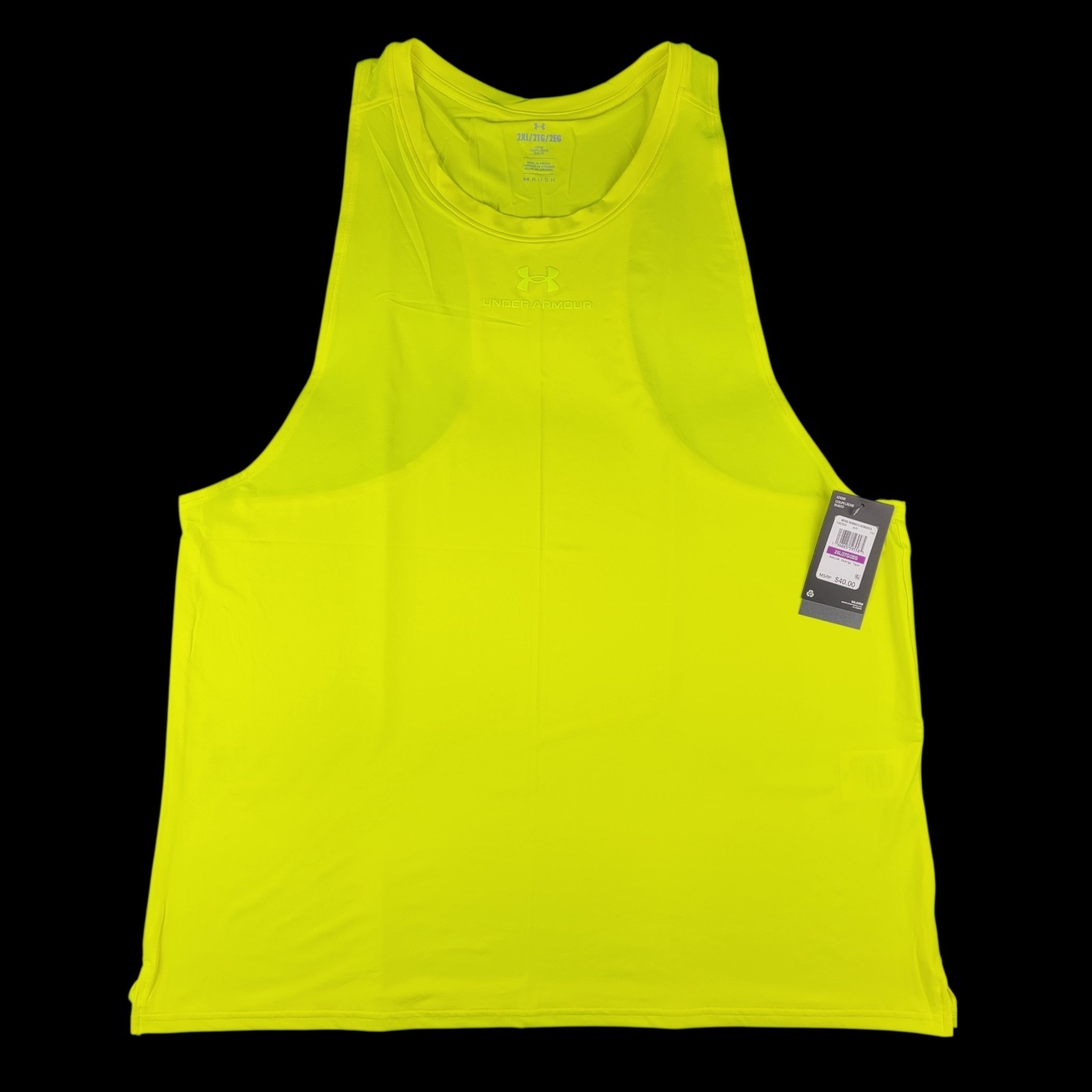 Under Armour RUSH Mens Size 2XL Bright Yellow Vanish Energy Muscle Tank Top NEW! gallery