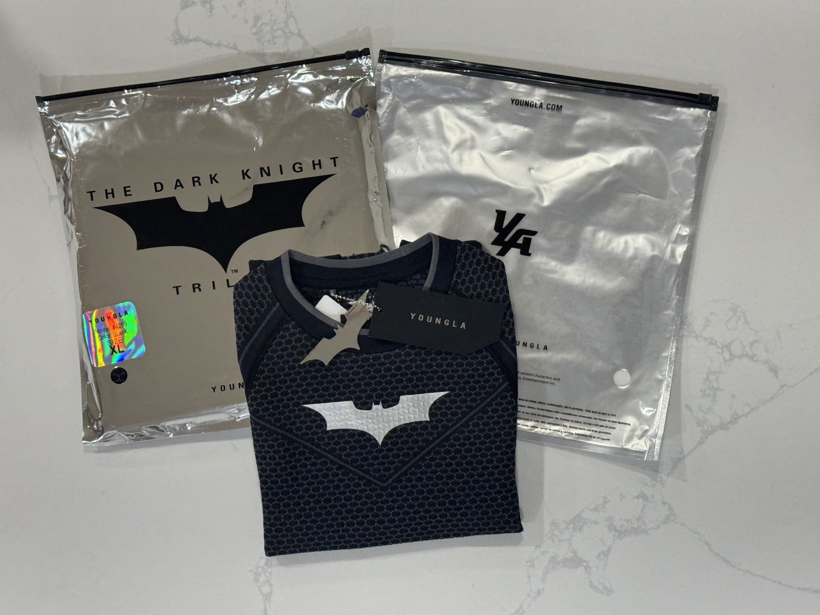 YoungLA Batman Compression Shirt Men’s XL Black Short Sleeve Gym Athletic NWT gallery