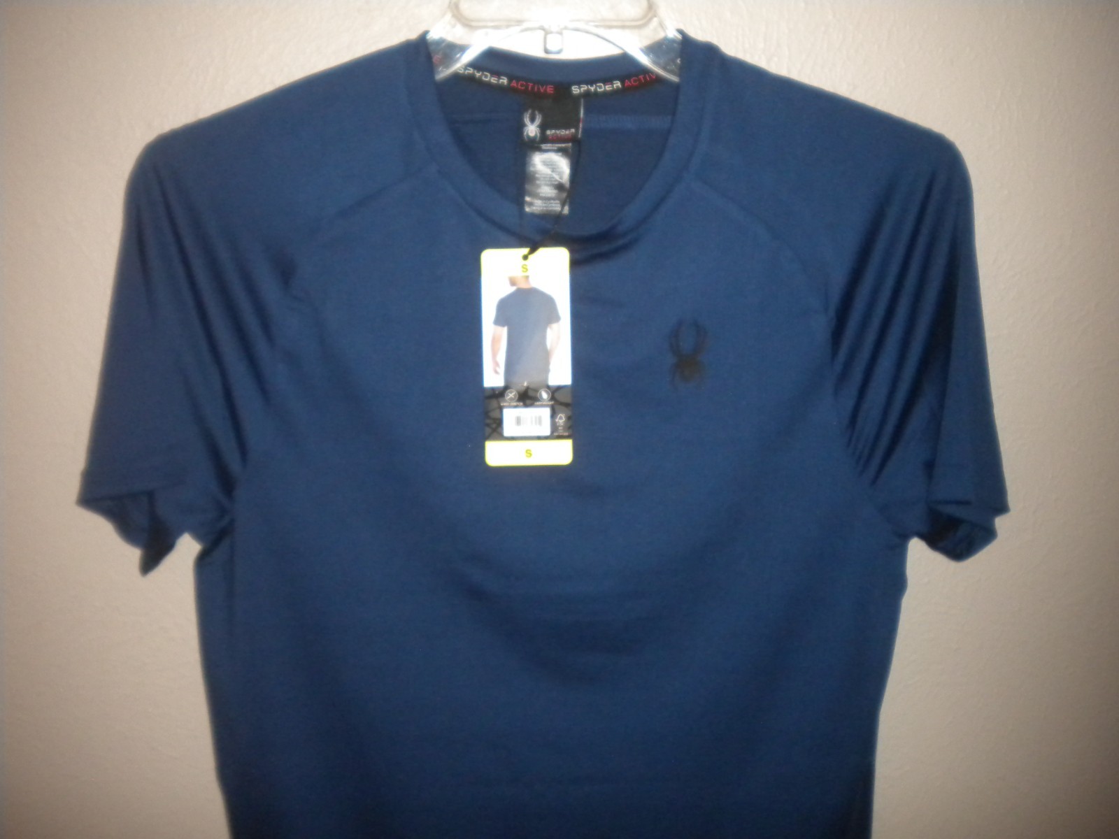 Spyder Active Men's Size Small Blue Short Sleeve 4 Way Stretch Shirt NWT gallery