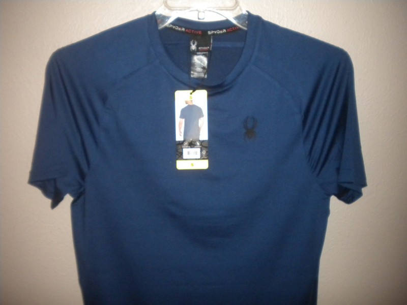 Spyder Active Men's Size Small Blue Short Sleeve 4 Way Stretch Shirt NWT gallery