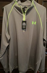 Under Armour ColdGear 1/4 Zip Mock Neck Pullover Gray Green 2XL Long Sleeve