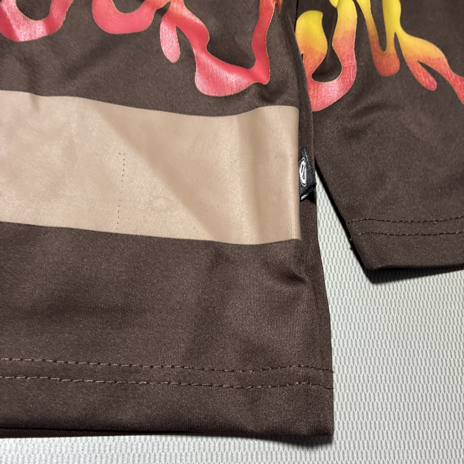 Encrypted Jersey Shirt Men's Size L Brown Savage Embroidered Flames Y2k Hockey gallery