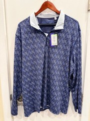 Robert Graham 1/4 Zip Long Sleeve Pullover Shirt Blue Skull Golf Men Size XL-NWT