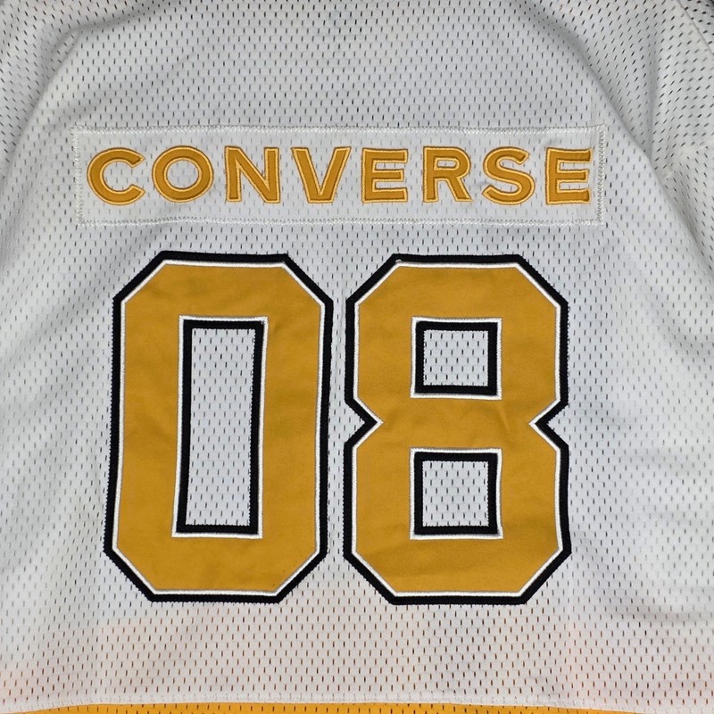 CONVERSE OVERSIZED EMBROIDERED PATCH HOCKEY JERSEY – WHITE/YELLOW/BLACK – SIZE S gallery
