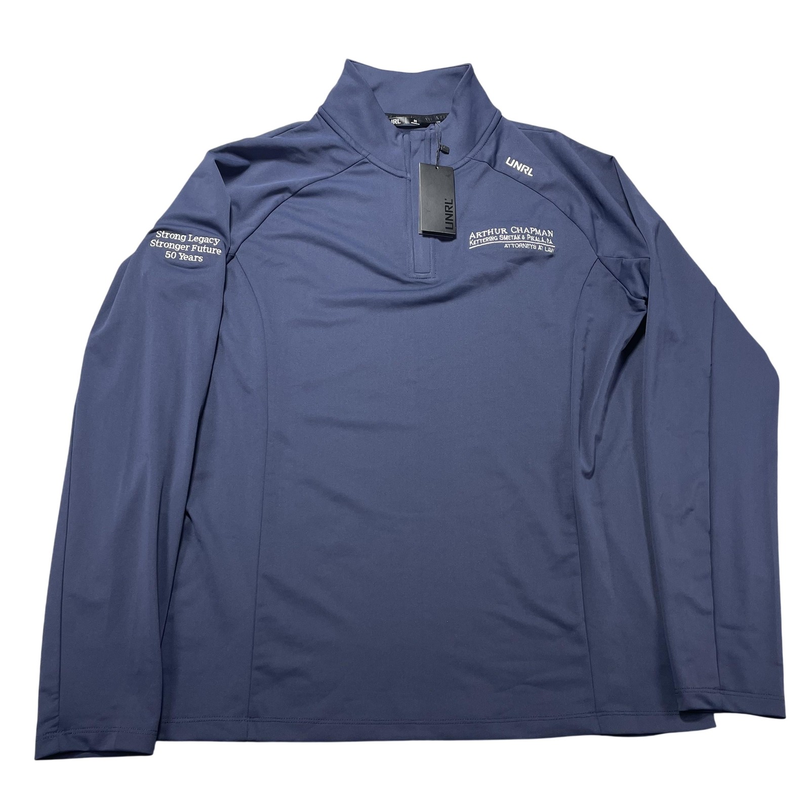UNRL Highlands Pullover Mens Medium Blue 1/4 Zip Arthur Chapman Logo Shirt gallery
