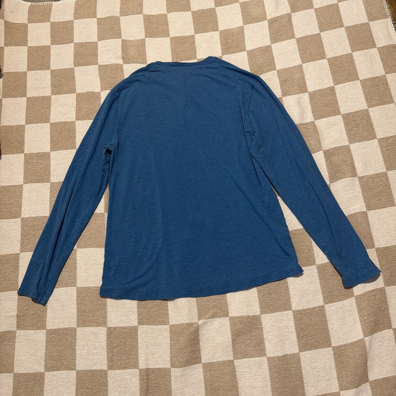 Lululemon 5 Year Basic Mens Long Sleeve Henley Heathered Pewter Blue, Size L/XL gallery
