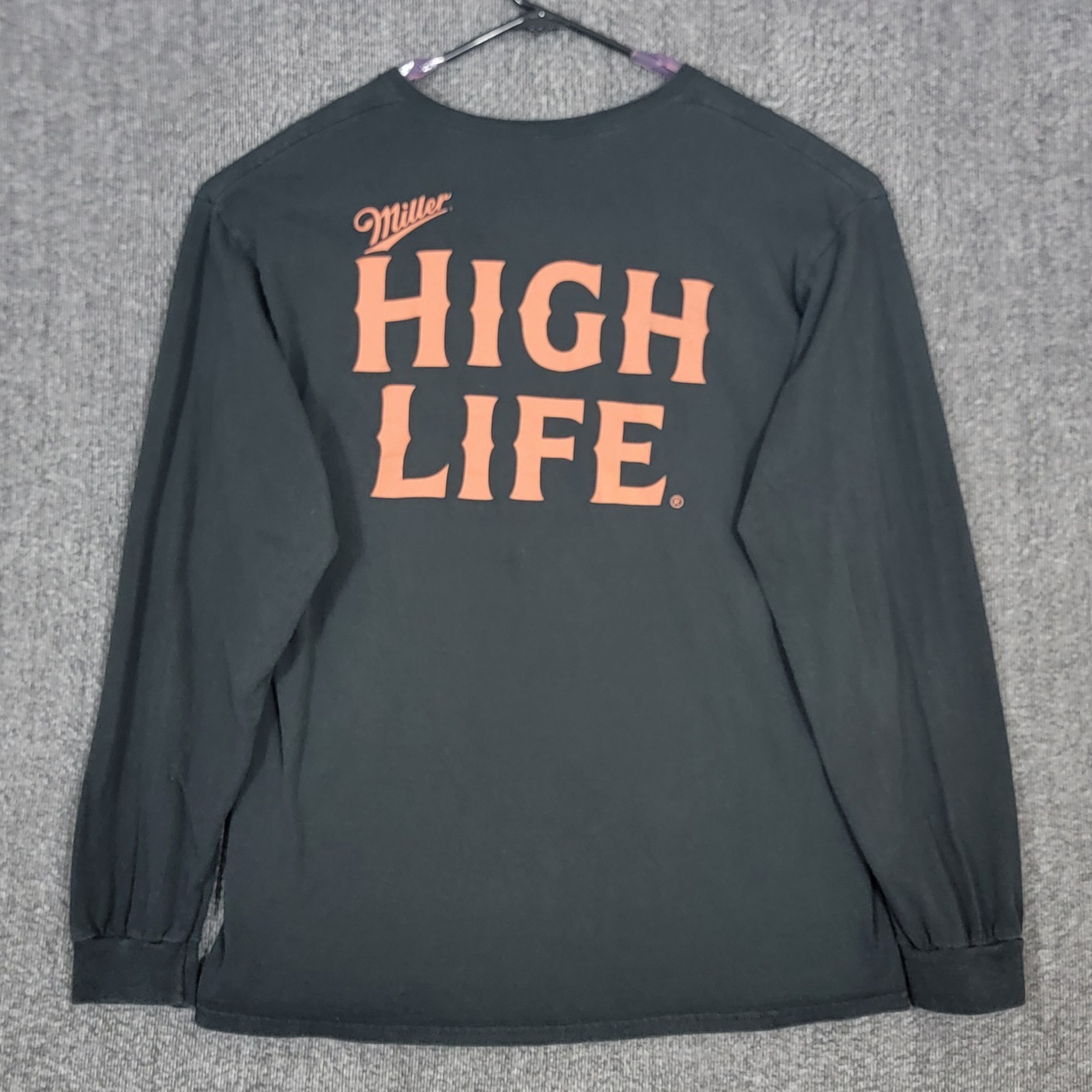 Miller High Life Beer T-Shirt Mens Large Black Long Sleeve Crew Neck gallery