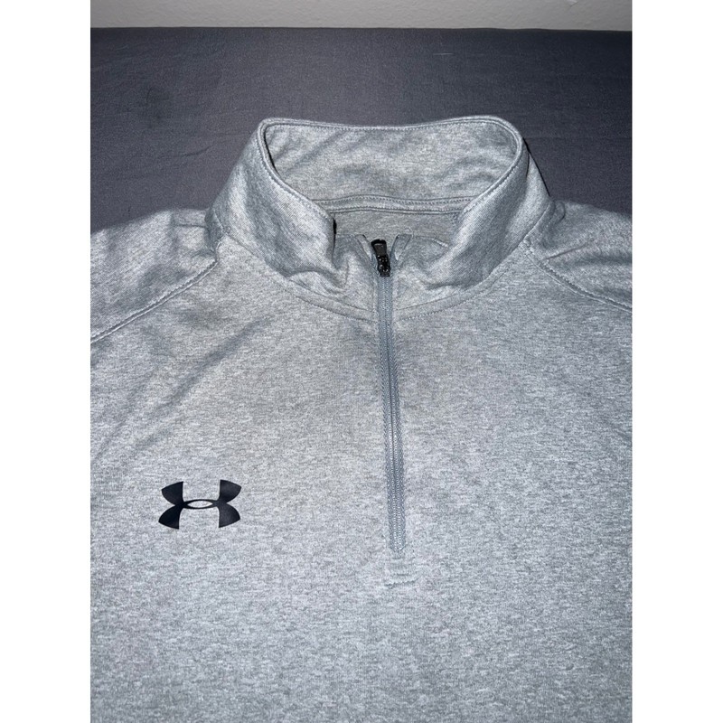 Under Armour Mens HeatGear Quarter Zip Pullover Gray Loose Fit Large LG G G gallery