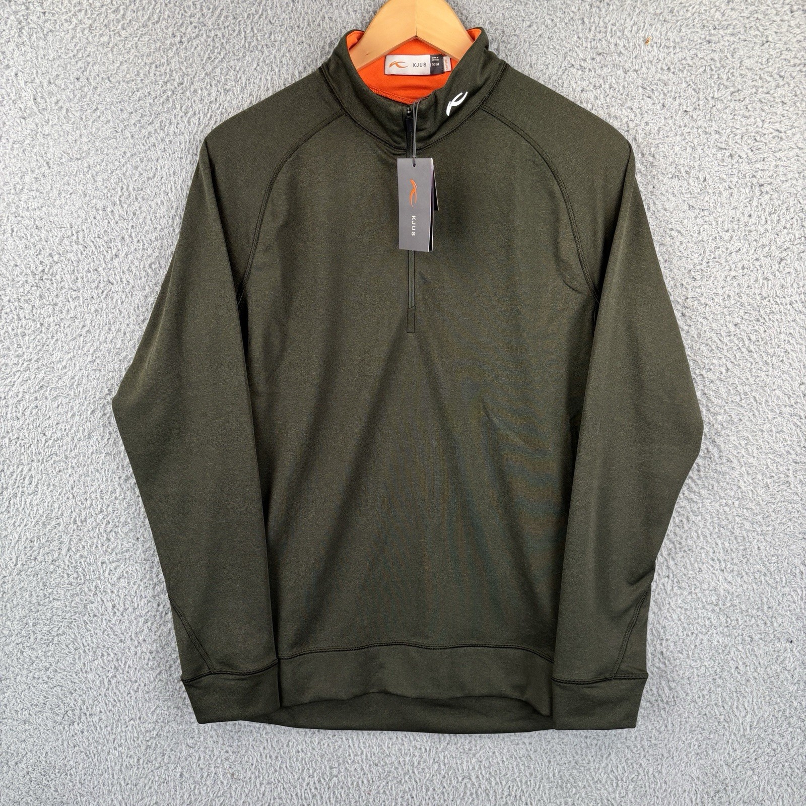 KJUS Golf Pullover Mens Medium/50 Keano Midlayer Half Zip Dark Olive *NEW* gallery