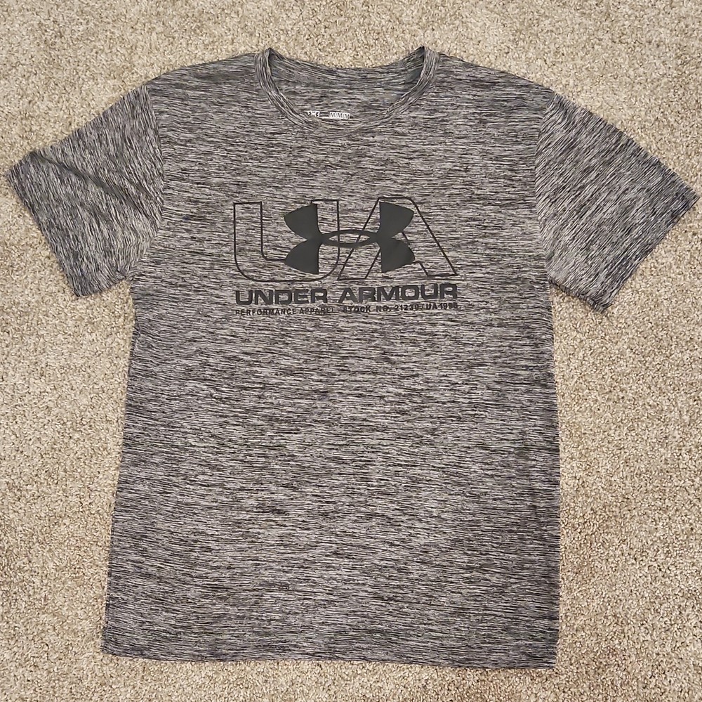 Under Armour HeatGear Loose Fit Lightweight Heather Gray Logo Tee Men's M