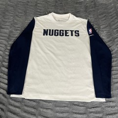 Nike Denver Nuggets NBA Dri-FIT Shooting Shirt White Navy Blue FZ0091-100 Mens M