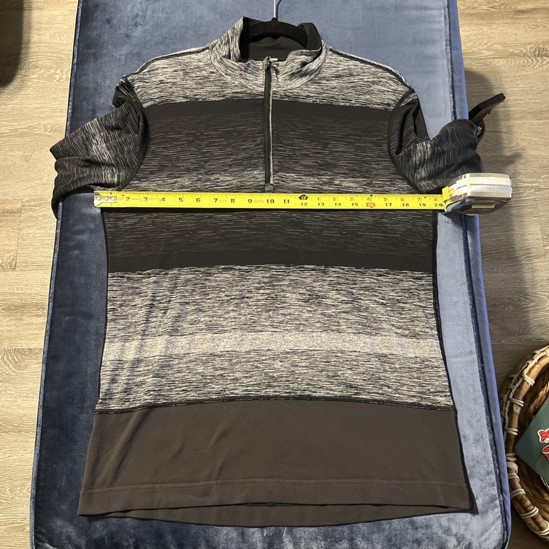 Lululemon Speed 1/2 Zip Universal Stripe Black Soot / Light White / Soot Size M gallery