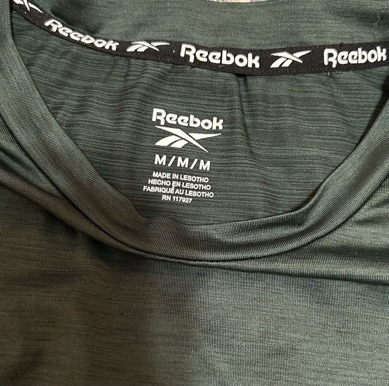 Reebok Mens Performance T Shirt Size M Green Space Dye Short Sleeve Gym Top Read gallery