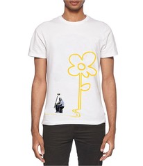 Elevenparis Mens Flower Art Graphic T-Shirt, white, S