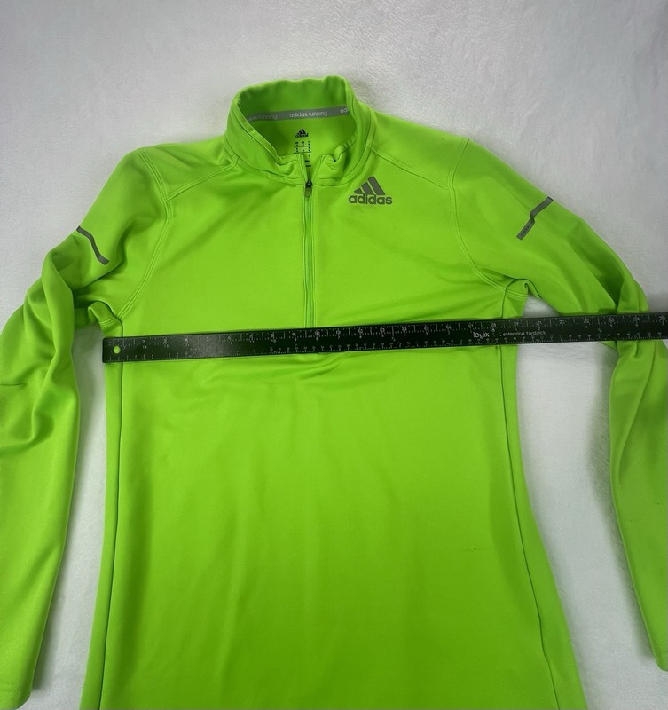 Adidas Running Climalite 1/4 Zip Pullover Green Reflective Strips Men’s Medium gallery