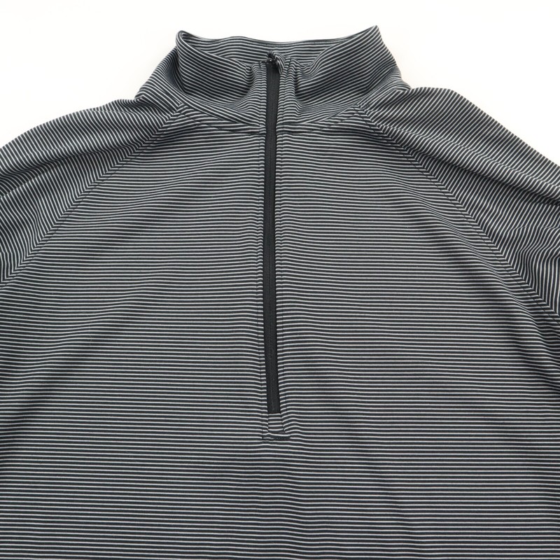 Under Armour 1/2 Zip Golf Pullover Shirt Men's Large Black Gray Striped Active gallery