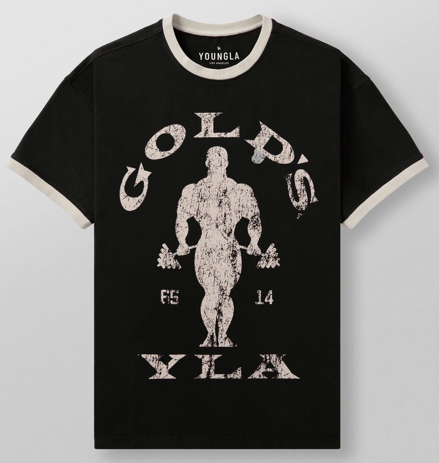 YLA x Gold's 'Retro Ringer T-Shirt' Men's Muscle Gym Workout Train XL BLK *NIB* gallery