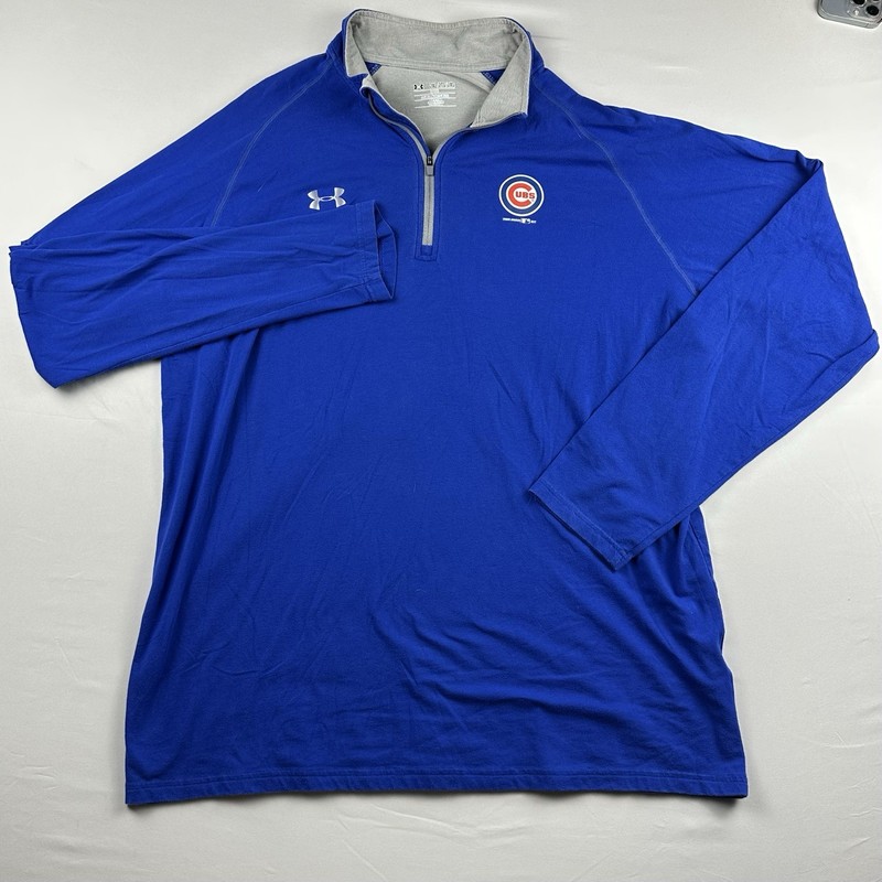 Under Armour Quarter Zip Cubs 2017 Pullpver Logo Men's XXL Royal Blue Stretch gallery